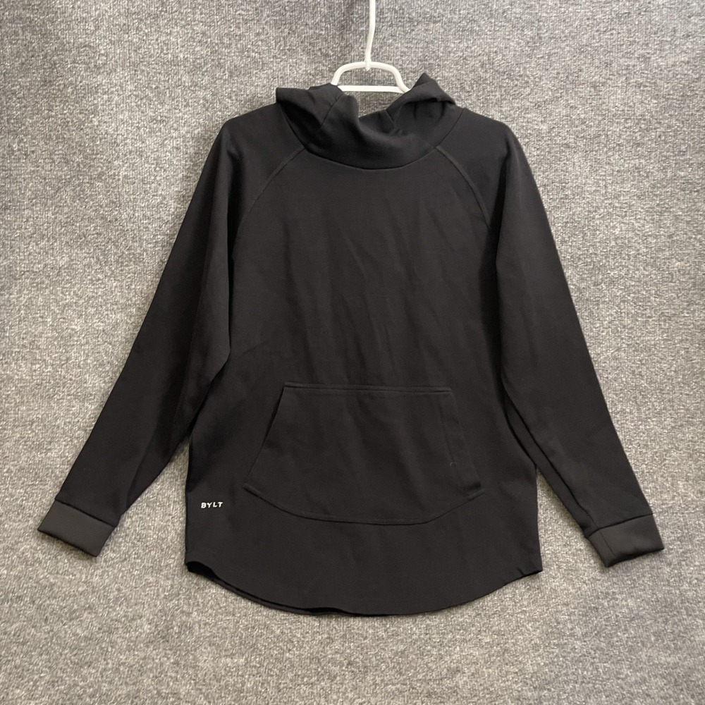 BYLT Premium Basics Elite Drop Cut Pullover Hoodie Mens Sz S Black